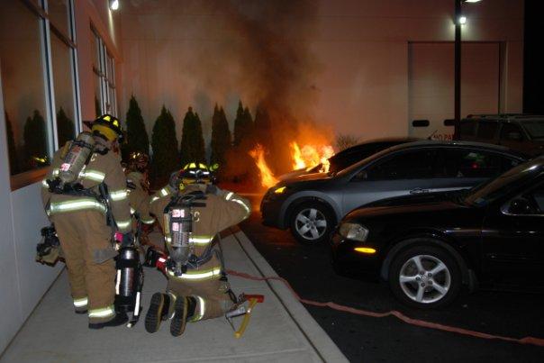 Working Car Fire at Rockland Nissan